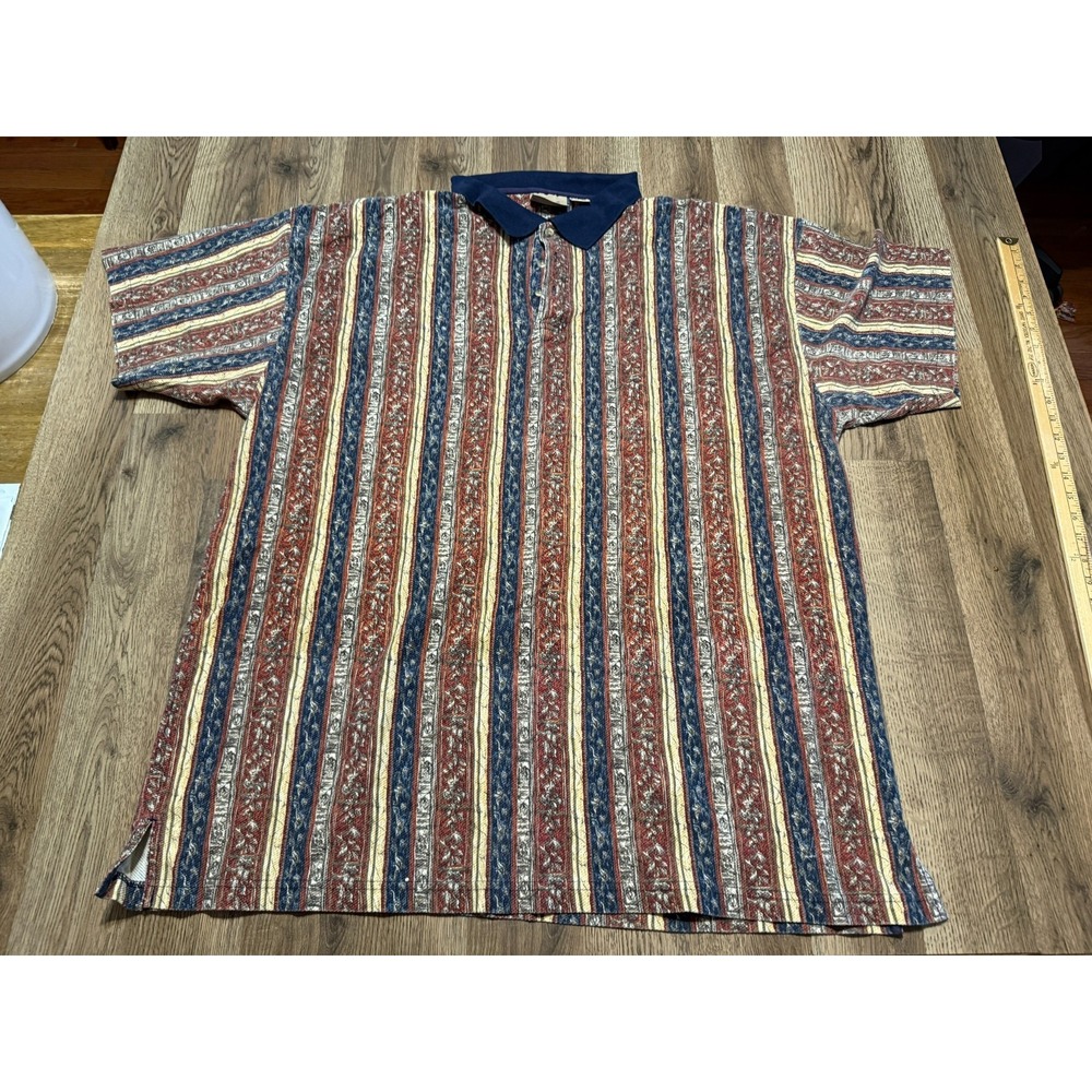 Himalaya Outfitters Shirt Men's Size 3XLT Red Green Short Sleeve Casual Polo